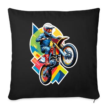 Motocross biker motorcycle cross trial enduro freestyle - Sofa pillowcase 17,3'' x 17,3'' (45 x 45 cm) - black - Front