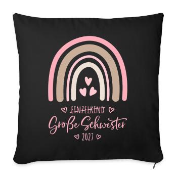 Große Schwester 2027 Regenbogen - Sofakissenbezug 45 x 45 cm - Schwarz - Vorne