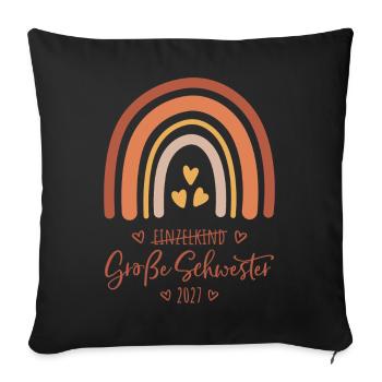 Große Schwester 2027 Boho Regenbogen  - Sofakissenbezug 45 x 45 cm - Schwarz - Vorne