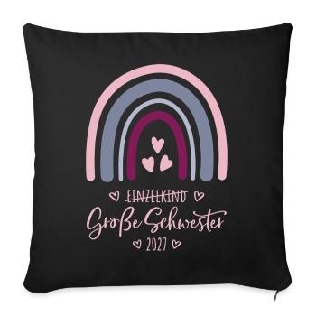 Große Schwester 2027 Boho Regenbogen - Sofakissenbezug 45 x 45 cm - Schwarz - Vorne