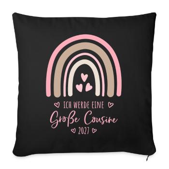 Ich werde eine Große Cousine 2027 Boho Regenbogen - Sofakissenbezug 45 x 45 cm - Schwarz - Vorne