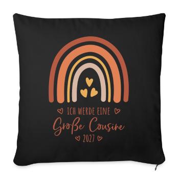 Ich werde eine Große Cousine 2027 Boho Regenbogen - Sofakissenbezug 45 x 45 cm - Schwarz - Vorne