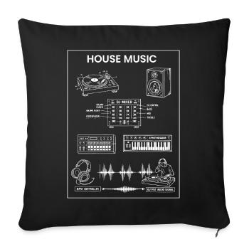 House Music Gear Blueprint - Sofa pillowcase 17,3'' x 17,3'' (45 x 45 cm) - black - Front