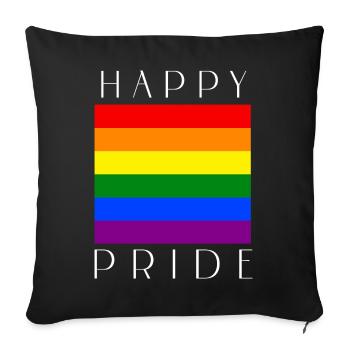 FIERTÉ HEUREUSE Rainbow LGBTQIA+ - Housse de coussin décorative 45 x 45 cm - noir - Devant