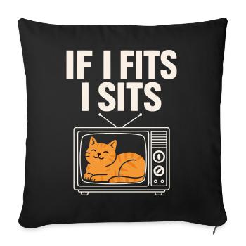 Chat Mignon Rétro TV If I Fits I Sits - Sofa pillowcase 17,3'' x 17,3'' (45 x 45 cm) - black - Front