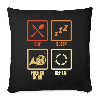 Eat Sleep French Horn Repeat - Sofa pillowcase 17,3'' x 17,3'' (45 x 45 cm) - black - Front