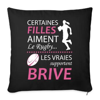 Certaines Filles Aiment Le Rugby Les Vraies Sup... - Housse de coussin décorative 45 x 45 cm - noir - Devant