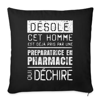 Desole Cet Homme Est Deja Pris Par Une Preparat... - Housse de coussin décorative 45 x 45 cm - noir - Devant