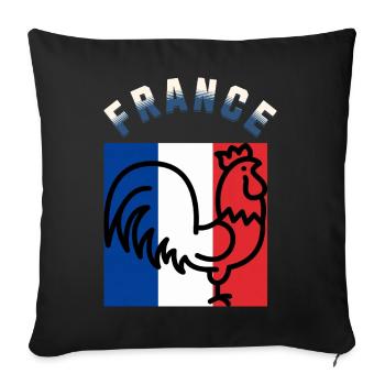 Coq et Tricolore: Art France - Housse de coussin décorative 45 x 45 cm - noir - Devant