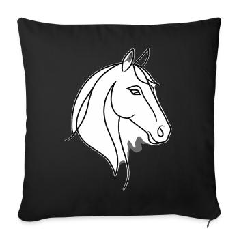 cheval dessiné au trait - Housse de coussin décorative 45 x 45 cm - noir - Devant