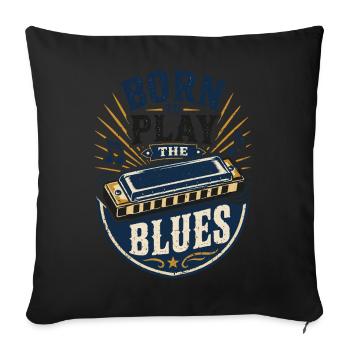 Instrument Harmonica Blues Music Musicians - Sofa pillowcase 17,3'' x 17,3'' (45 x 45 cm) - black - Front