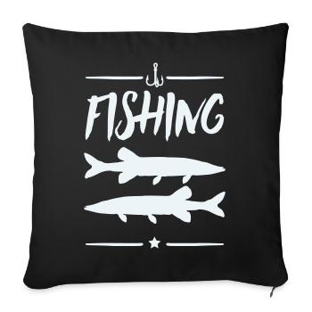 Motif du pêcheur : Silhouettes de pêche - Housse de coussin décorative 45 x 45 cm - noir - Devant