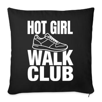 Hot Girl Walk Club with Sneakers - Sofa pillowcase 17,3'' x 17,3'' (45 x 45 cm) - black - Front