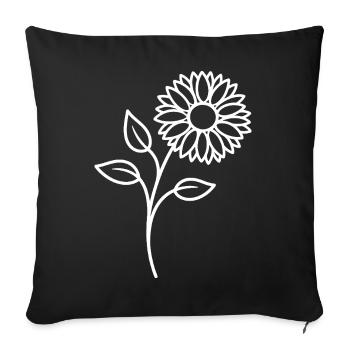 Sonnenblume One Line Blumenmotiv - Sofakissenbezug 45 x 45 cm - Schwarz - Vorne