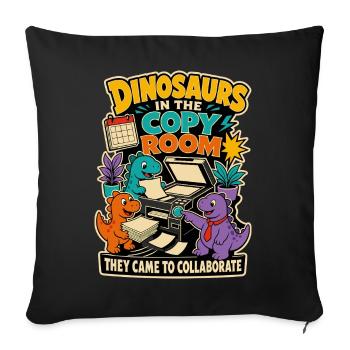 Dinosaurs in the copy room – Büro Humor - Sofa pillowcase 17,3'' x 17,3'' (45 x 45 cm) - black - Front