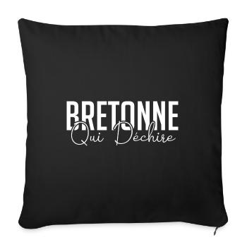Bretonne Qui Déchire Région France Bretagne Humour - Housse de coussin décorative 45 x 45 cm - noir - Devant