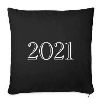 2021 - cadeau née en 2021 - Housse de coussin décorative 45 x 45 cm - noir - Devant