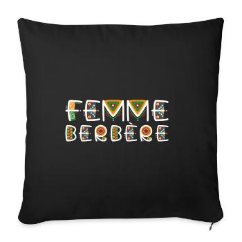 Femme Berbère Belle et Rebelle | Amazigh - Housse de coussin décorative 45 x 45 cm - noir - Devant