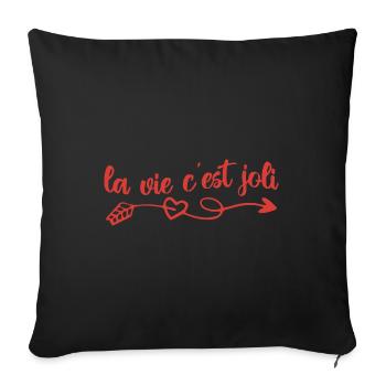 la vie c'est joli - Housse de coussin décorative 45 x 45 cm - noir - Devant