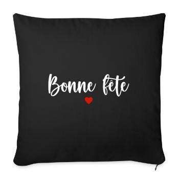 Bonne fête. Joyeuse fête - Housse de coussin décorative 45 x 45 cm - noir - Devant