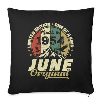 Juin 1954 Cadeau Anniversaire Juin 1954 Juin 1954 - Housse de coussin décorative 45 x 45 cm - noir - Devant