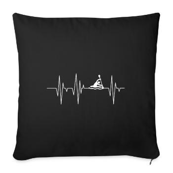 Battement de coeur de kayak - Housse de coussin décorative 45 x 45 cm - noir - Devant