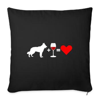 Berger allemand vin vin rouge - j'adore - Housse de coussin décorative 45 x 45 cm - noir - Devant