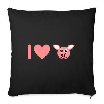 ★ Design colors changeable ★ I love pigs - Sofa pillowcase 17,3'' x 17,3'' (45 x 45 cm) - black - Front