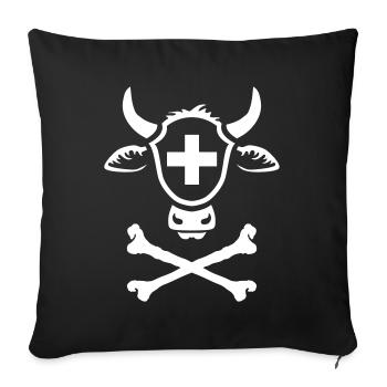 Tête de vache en style TOTENKOPF TATTOO. T-SHIRT - Housse de coussin décorative 45 x 45 cm - noir - Devant