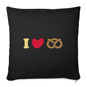 ★ Les couleurs de conception peuvent être modifiées ★ J'aime les bretzels - Housse de coussin décorative 45 x 45 cm - noir - Devant