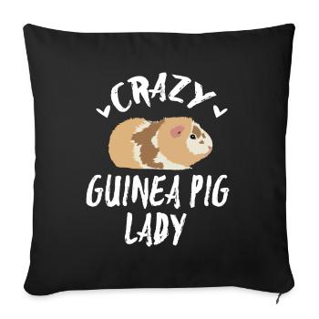 Crazy Lady Pig Lady cochon d'Inde animal de compagnie - Housse de coussin décorative 45 x 45 cm - noir - Devant