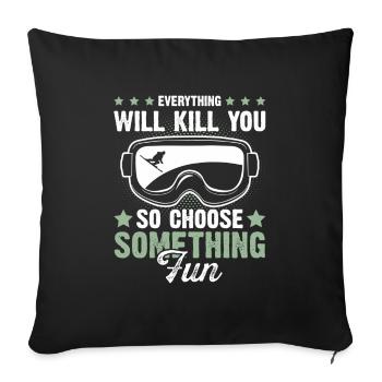 Skiing ski ski goggles fun - Sofa pillowcase 17,3'' x 17,3'' (45 x 45 cm) - black - Front