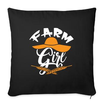 farm girl girl - Sofa pillowcase 17,3'' x 17,3'' (45 x 45 cm) - black - Front