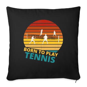 tennis / Tennis / Tennis / Tennis / Tennis jouer - Housse de coussin décorative 45 x 45 cm - noir - Devant