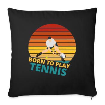 tennis / Tennis / Tennis / Tennis / Tennis jouer - Housse de coussin décorative 45 x 45 cm - noir - Devant