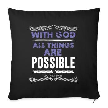 Bible God Everything Possible - Sofa pillowcase 17,3'' x 17,3'' (45 x 45 cm) - black - Front