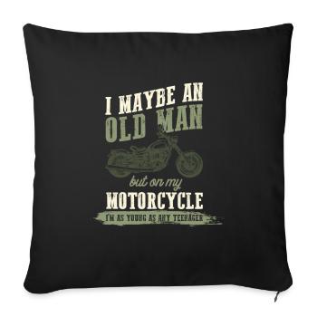 Motorcycle Old Man - Sofa pillowcase 17,3'' x 17,3'' (45 x 45 cm) - black - Front