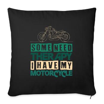 Moto Thérapie Motard Dicton - Housse de coussin décorative 45 x 45 cm - noir - Devant