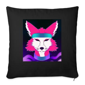 Kitsun Vaporwave Japonais Kami Vaporwave Kitsune - Housse de coussin décorative 45 x 45 cm - noir - Devant