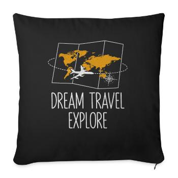 Voyage de rêve Explorez l’exploration touristique du voyageur - Housse de coussin décorative 45 x 45 cm - noir - Devant