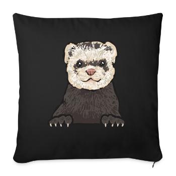 Furet, propriétaire de furet - Housse de coussin décorative 45 x 45 cm - noir - Devant