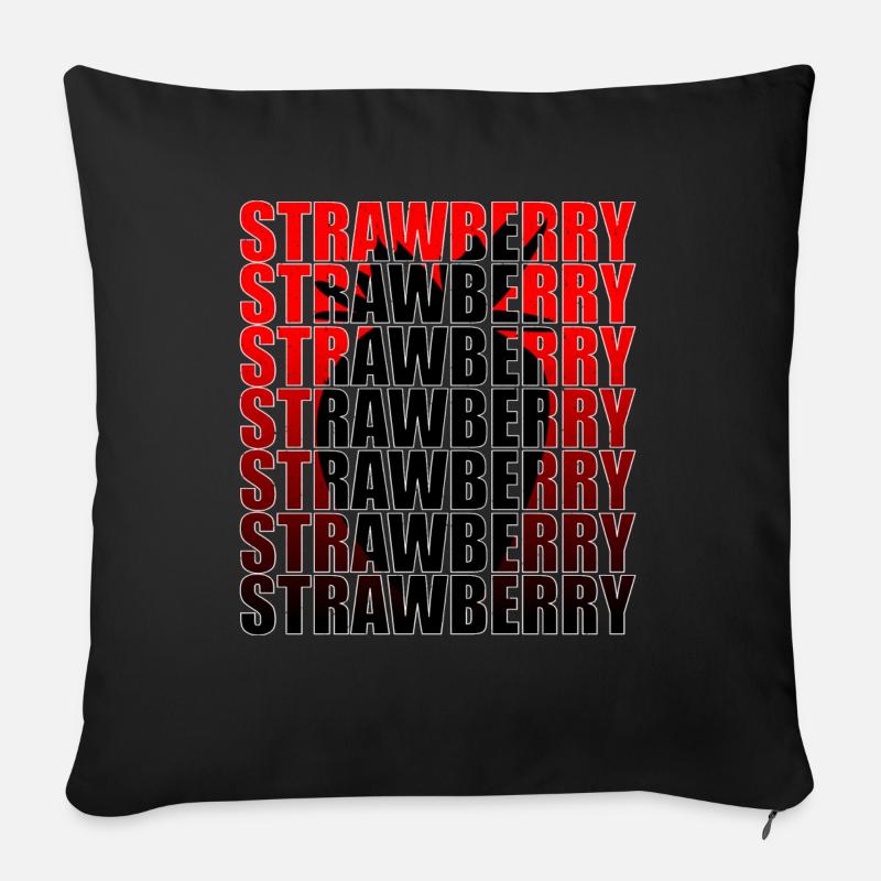 Erdbeere - Sofakissenbezug 45 x 45 cm - Schwarz