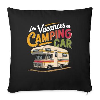 Les vacances en camping car - Housse de coussin décorative 45 x 45 cm - noir - Devant