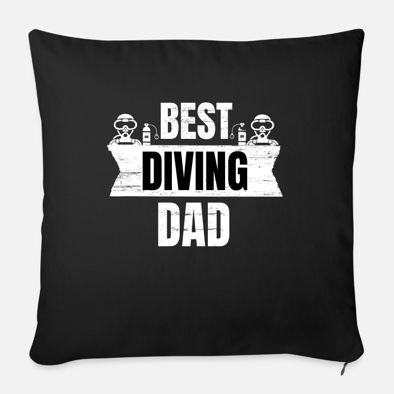 Tauchen Vater Geschenk - Sofakissenbezug 45 x 45 cm - Schwarz