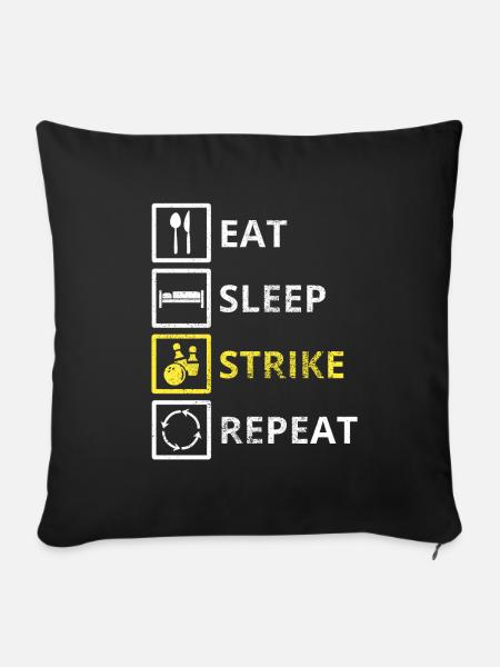 Bowling Eat Sleep Repeat - Sofakissenbezug 45 x 45 cm - Schwarz