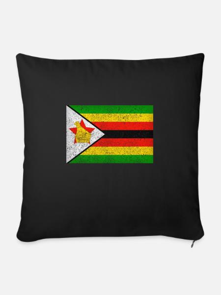 Simbabwe Flagge - Sofakissenbezug 45 x 45 cm - Schwarz