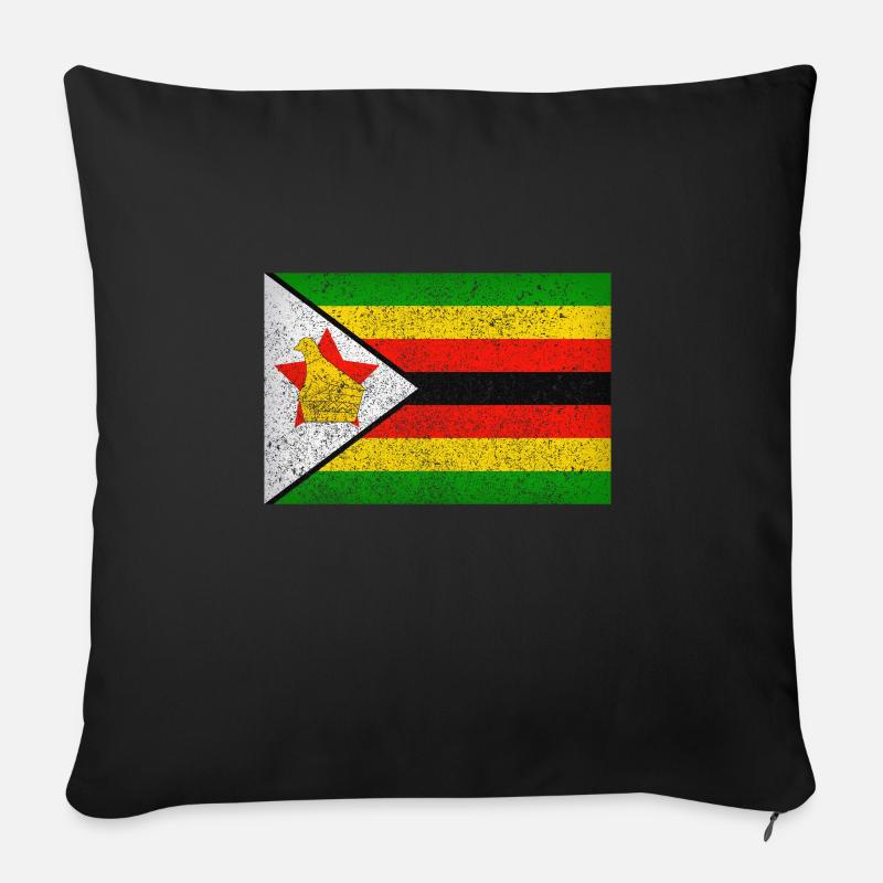 Simbabwe Flagge - Sofakissenbezug 45 x 45 cm - Schwarz
