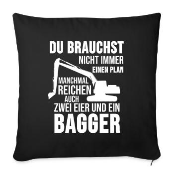 Bagger Baggerfahrer Baustelle Cooles Geschenk - Sofakissenbezug 45 x 45 cm - Schwarz - Vorne