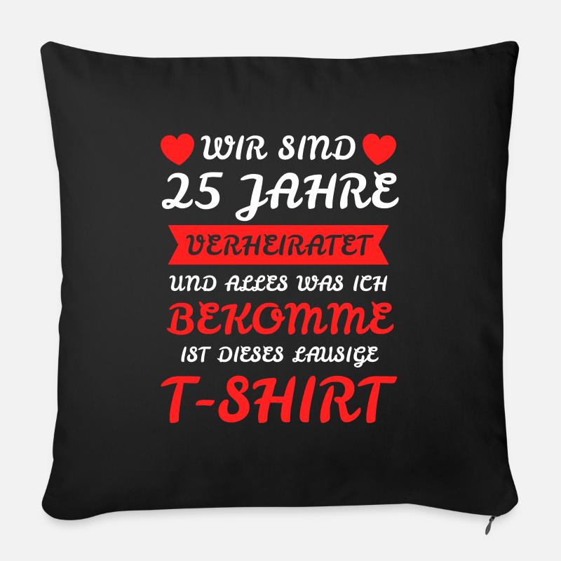 Silberne Hochzeit Silberhochzeit Ehegatte Geschenk - Sofakissenbezug 45 x 45 cm - Schwarz