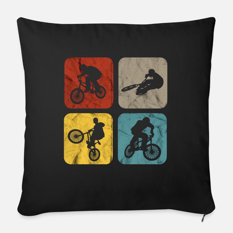BMX Sprüche Radfahrer Biker Retro Stunt Geschenk - Sofakissenbezug 45 x 45 cm - Schwarz